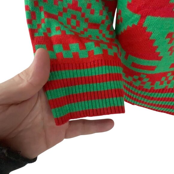Tipsy Elves Light-Up Christmas Sweater Red & Green Holiday Tree Design Mens M - Picture 7 of 10